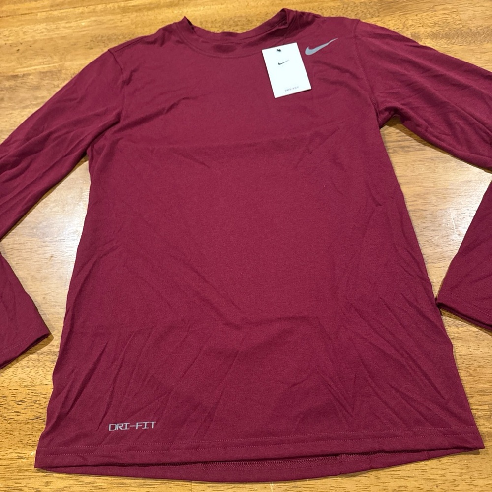 Nike Mens Dri-Fit Legend LS Small Training Shirt Maroon 727980 610 New With Tags